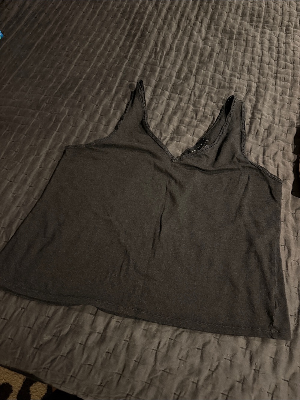 Sanctuary Black V-Neck Lace Trim Women's Tank Top